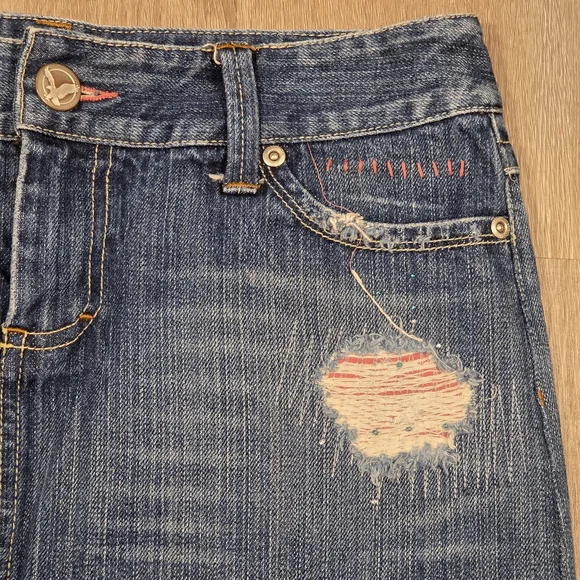 American Eagle Outfitters denim mini skirt 4 distressed - Picture 2 of 8
